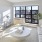 a living room with a large window